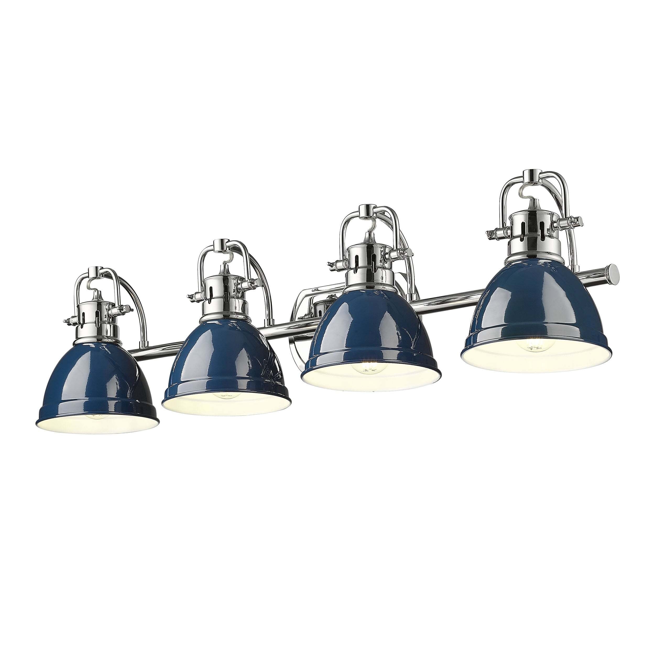 Golden Lighting Duncan 4-Light Vanity Light - Chrome - Navy Blue