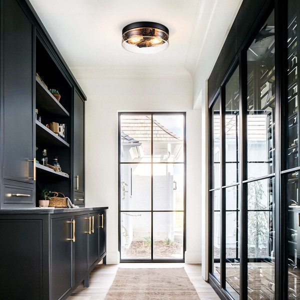 Black Farmhouse Flush Mount Ceiling Light Fixtures Flush Mount Ceiling Light for Hallway Kitchen Entryway and Foyer 11.2 in. W x 3.5 in. H