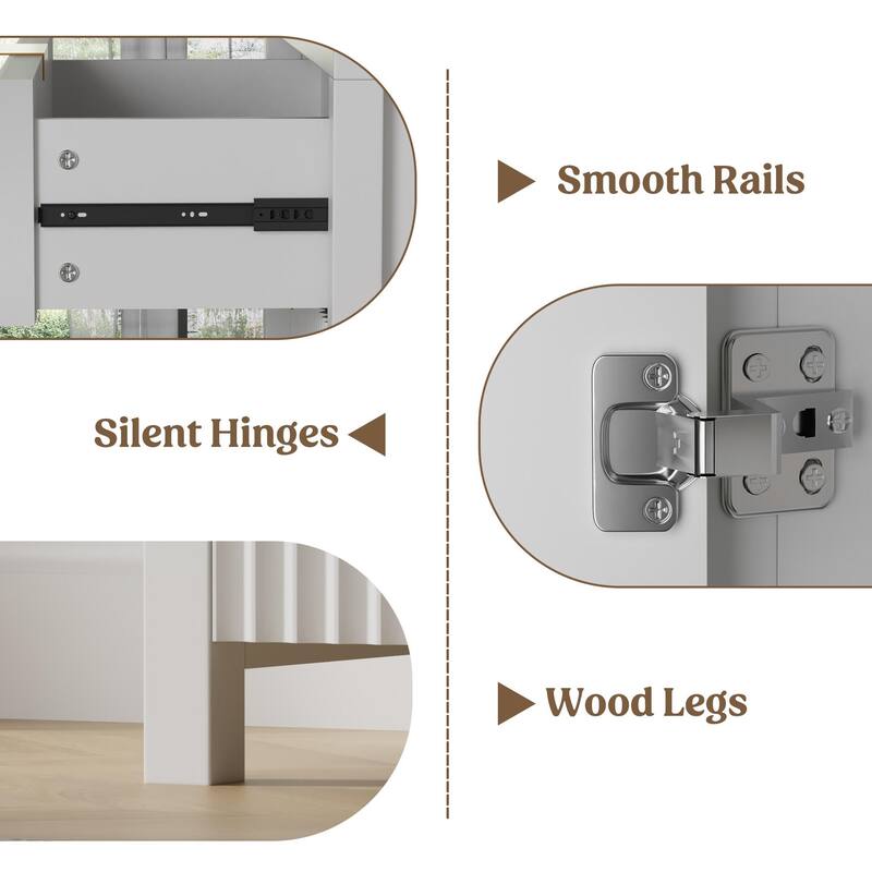 28"Sideboard Kitchen Buffet Cabinet with Drawer and Adjustable Shelf