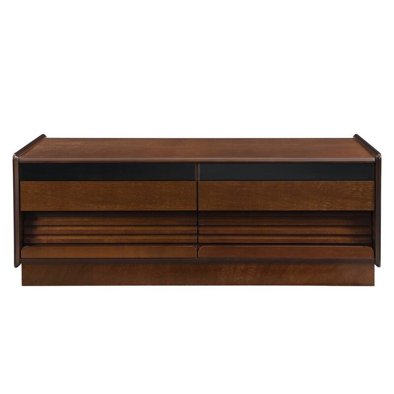 47.2" Wood Rectangle Coffee Table with 4 Drawers and 2 Display Shelves