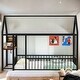 preview thumbnail 2 of 34, 2 Color Metal Twin Size Floor Bed with Desk w/USB Ports, Kids Bed with Storage Shelf
