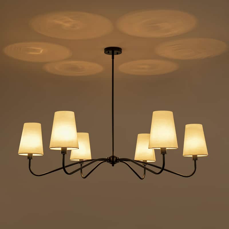 Starsky 6-Light Modern Classic Chandelier with White Linen Shades
