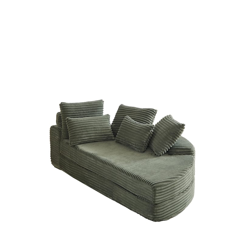 78.5-Inch Corduroy Semi-Circular 2-in-1 Sofa Bed,Designer Recliner with Pillow