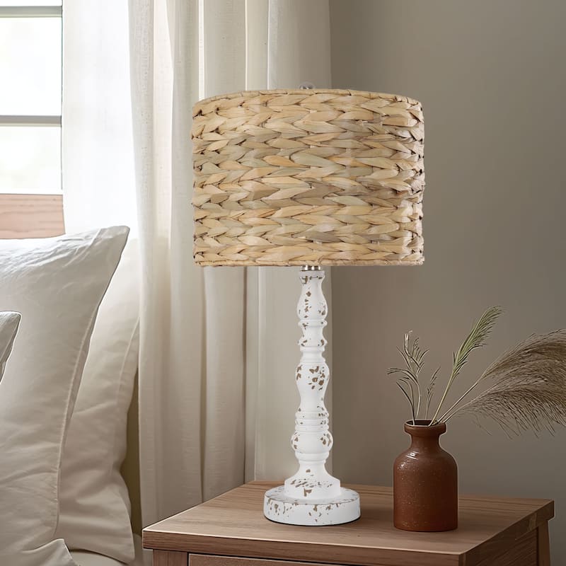 Classic Handwoven Rattan Table Lamp - Brown