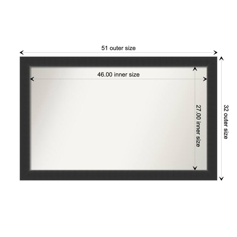 Corvino Black Framed Non-Beveled Custom Wall Mirror, Bathroom Vanity Mirror - Outer Size: 51 x 32
