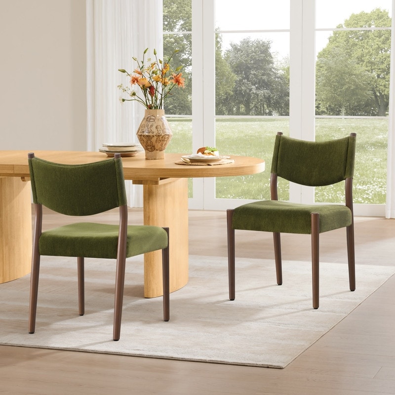 Spruce & Spring Modern Upholstered Dining Chair with Solid Wood Frame & Chenille Fabric