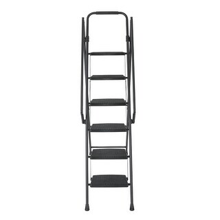 Black 6-Step Compact Metal Step Stool Ladder