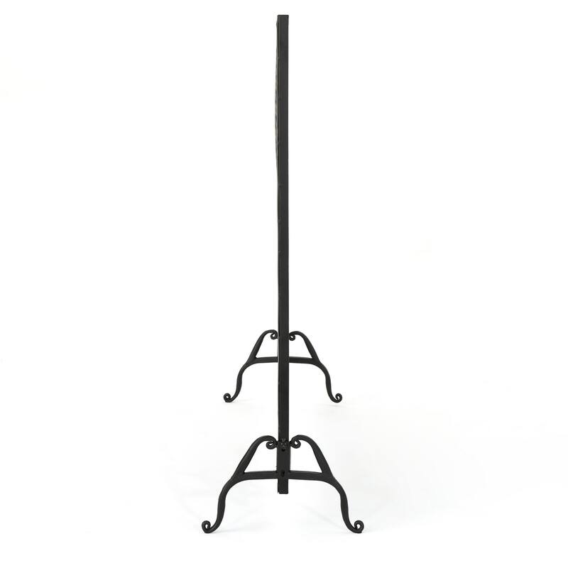 35x39 Fireplace Screen, Flower Design, Classic Matte Black Iron Finish