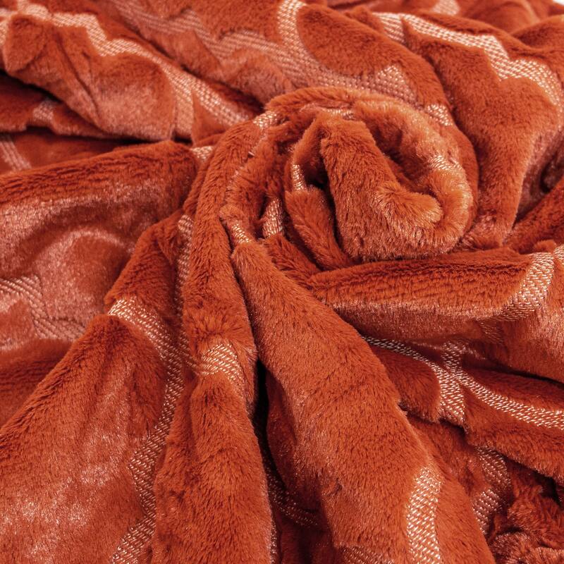 Ogee Tatami Fauxfur Throw Blanket with 2 Pillow Shells