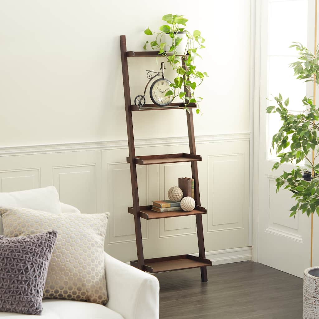 White or Brown Wood 5 Shelves Shelving Unit