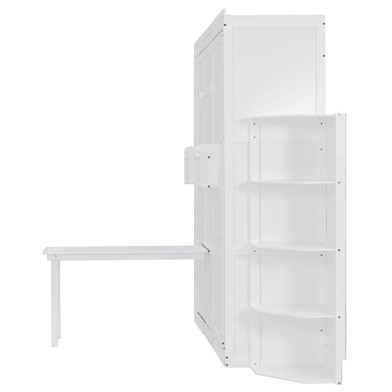Roomfitters Rotating Queen Murphy Bed with Desk and Shelves 360 Degree Swivel