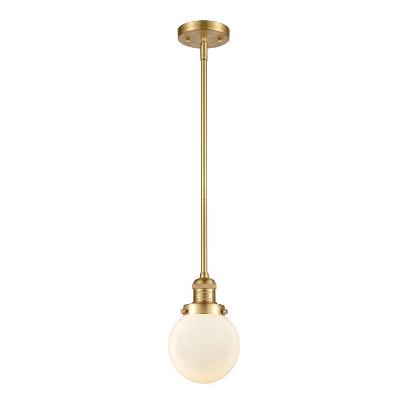 Innovations Lighting Franklin Restoration Beacon 1 Light 6" Stem Hung Mini Pendant - Satin Gold/Matte White