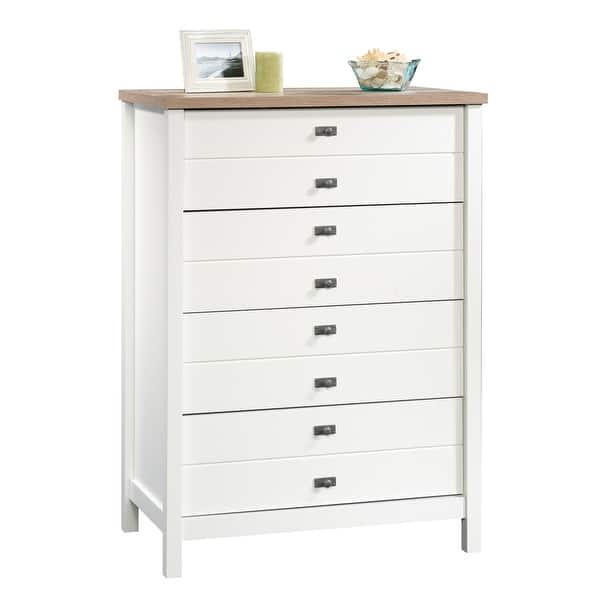 Sauder Woodworking 423998 Cottage Road 32 7 16 Wide 4 Drawer Wood Dresser With Soft White Overstock 27196757