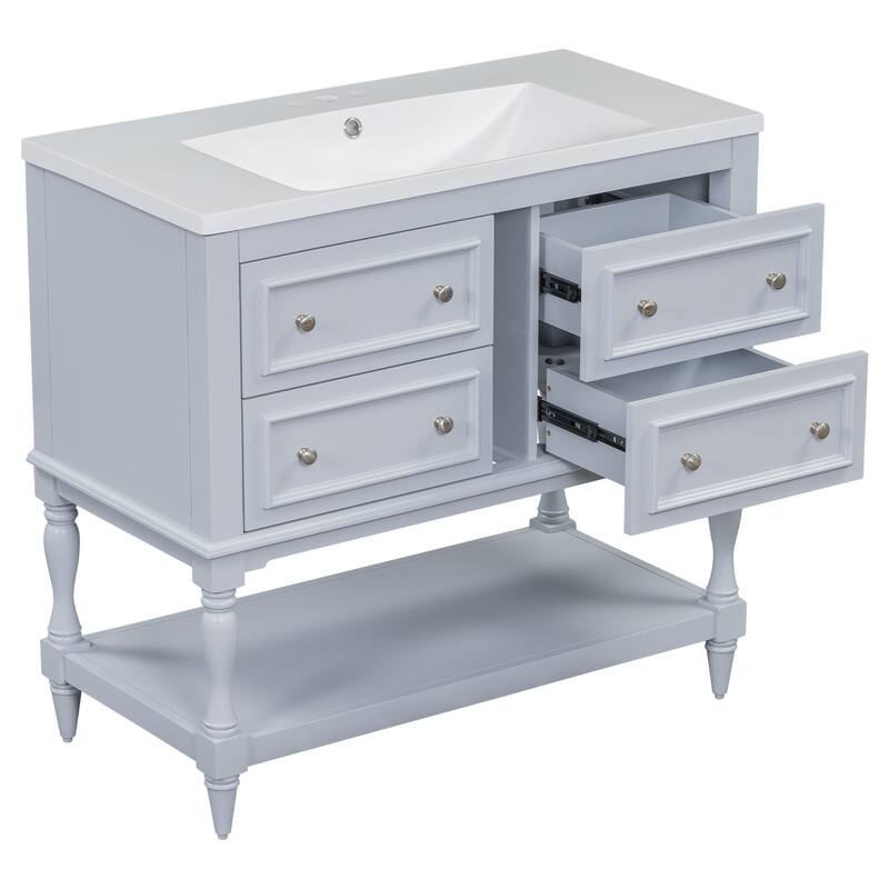 Bathroom Vanity Cabinet Free Standing Vanity Set with 4 Drawers