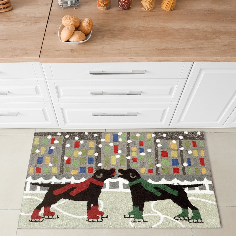 Liora Manne Frontporch Holiday Ice Dogs Indoor/Outdoor Mat
