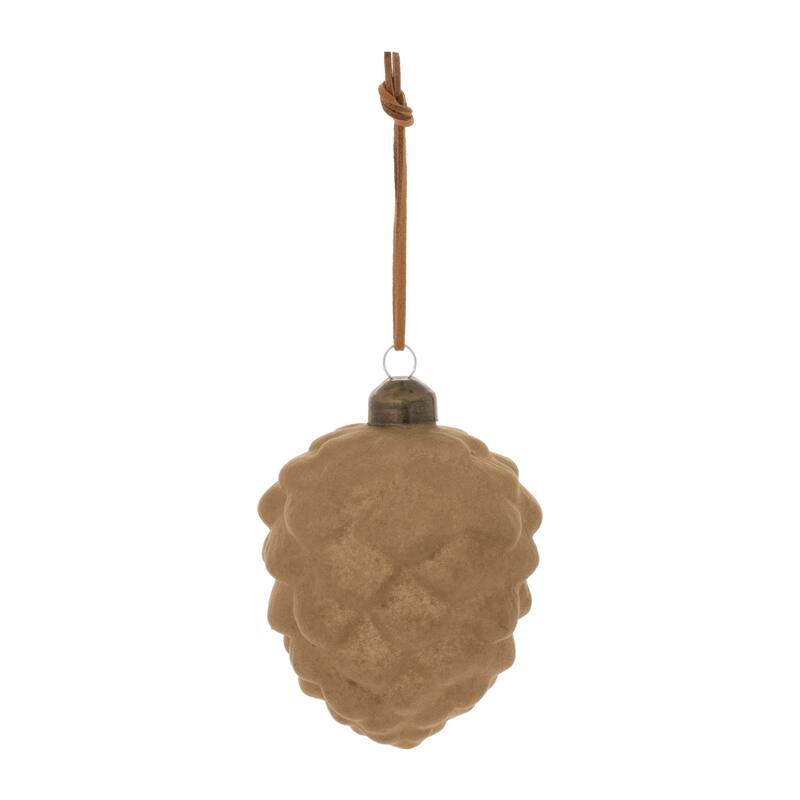 Flocked Glass Pinecone Ornament (Set of 12) - N/A