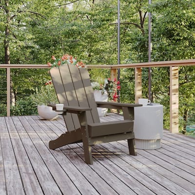 Commercial Grade All-Weather Adirondack Chair with Swiveling Cupholder