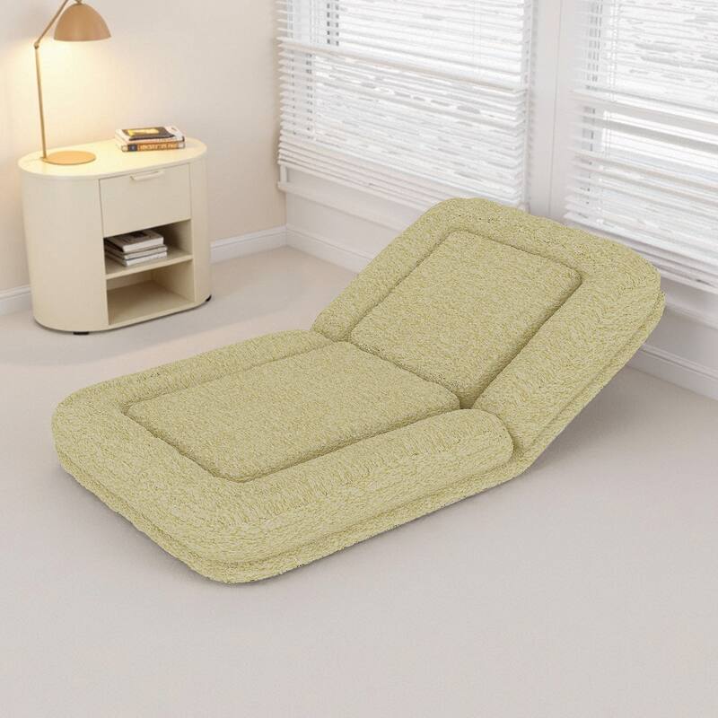Folding Sofa Chair with 5 Adjustable Positions Plush Floor Lounge Chair for Gaming, Meditation, and Relaxation - Yellow
