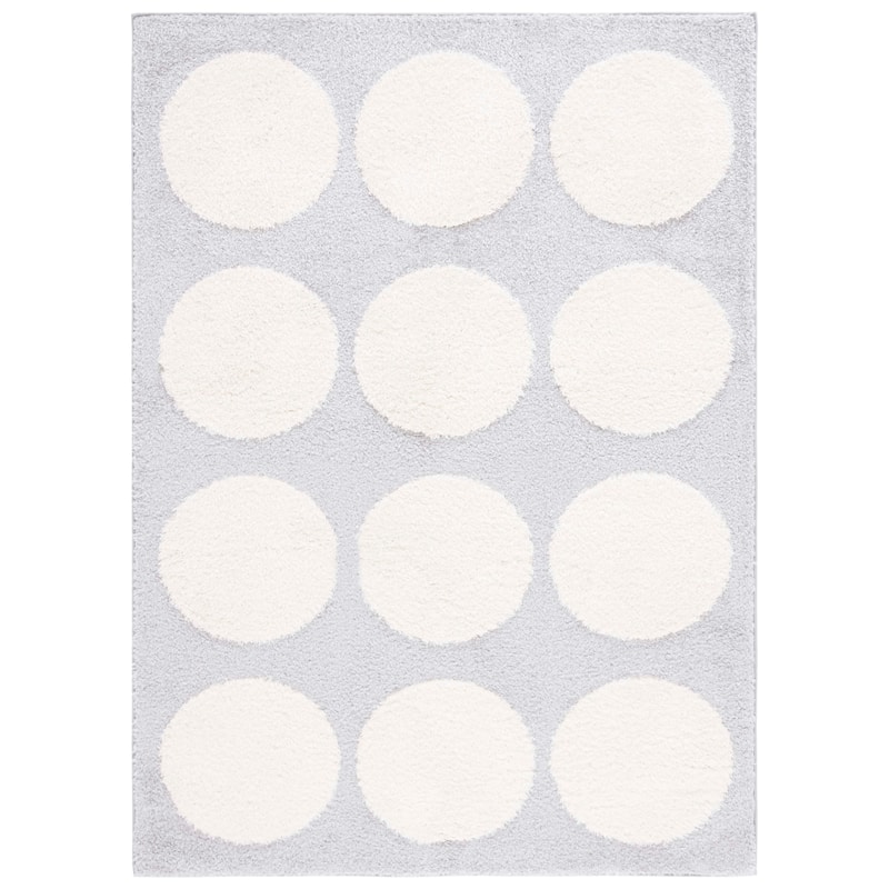 SAFAVIEH Norway Shag Florie Geometric Dot 1.2-inch Thick Rug - 5'3" x 7'6" - Grey/Ivory