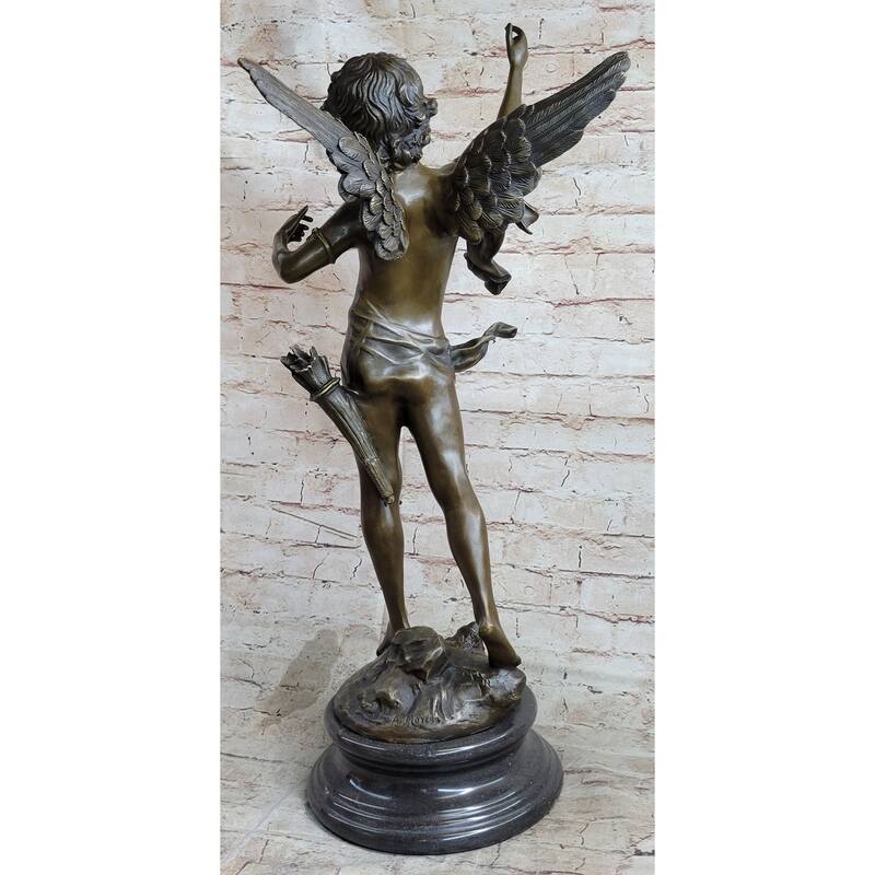 Signed Moreau Large Angel Cupid Love Bronze Sculpture Romance Sculpture Figure