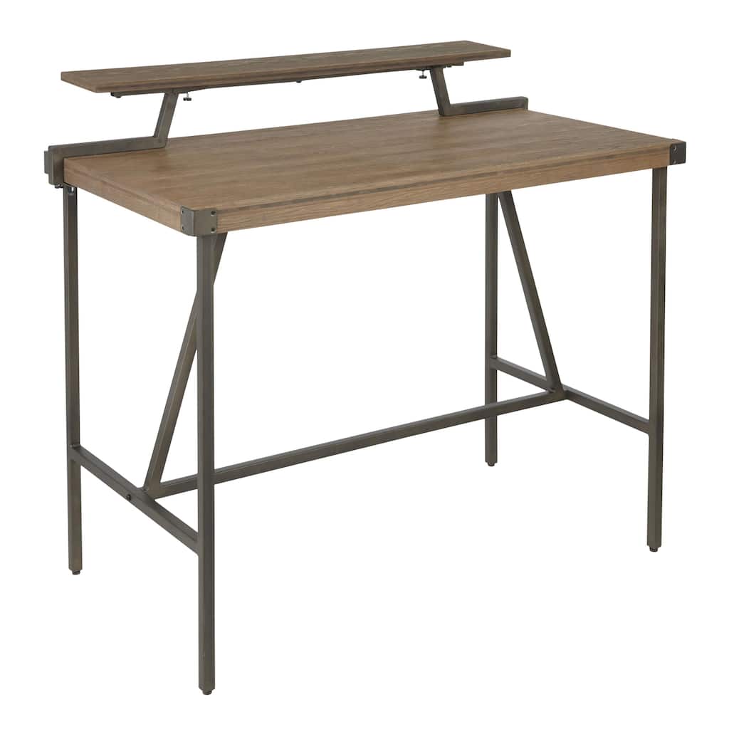 Gia Industrial Counter Table in Metal and Brown Wood-Pressed Grain Bamboo by LumiSource