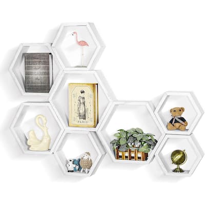 Wall Mounted Hexagon Floating Shelves