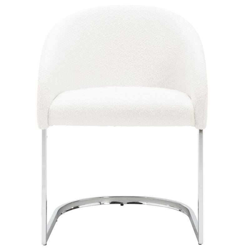 Modern Fabric Upholstered Dining Chairs, Boucle Arm Side Chair - 30" H x 22.2" W x 21.7" D