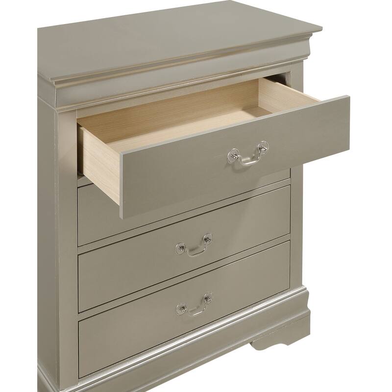 Passion Furniture Louis Phillipe Cherry 4 Drawer Chest of Drawers - 31"L x 16"W x 41"H