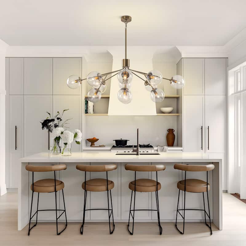 Starsky 12-Light Clear Bubble Glass Chandelier for Dining Room, Entryway, Living Room, Kitchen Island