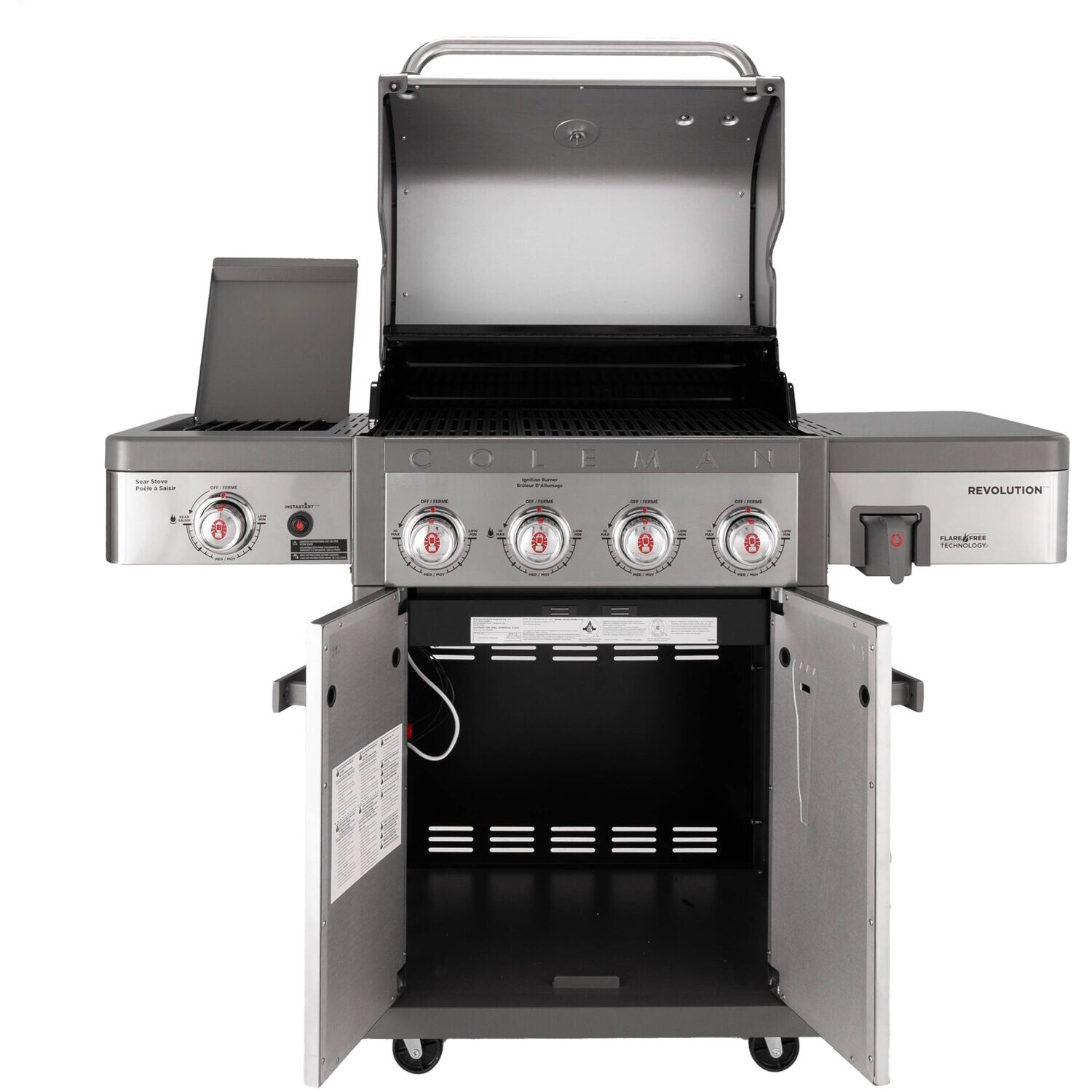 BBQ セットColeman CoolSider Stainless Grill Coleman Cookout 4-Burner Propane Gas BBQ Grill in Stainless