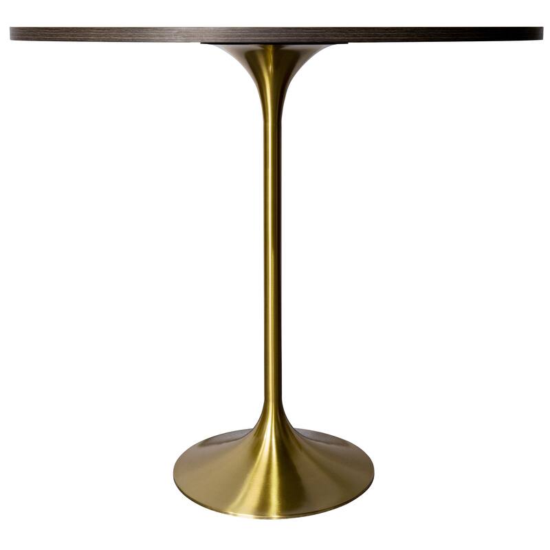 LeisureMod Verve 48" Round Dining Table with MDF Wood TableTop and Brushed Gold Base for Kitchen & Dining Room