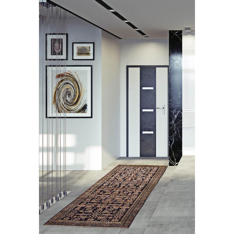 ECARPETGALLERY Hand-knotted Anadol Vintage Navy Wool Rug - 3'7 x 8'11