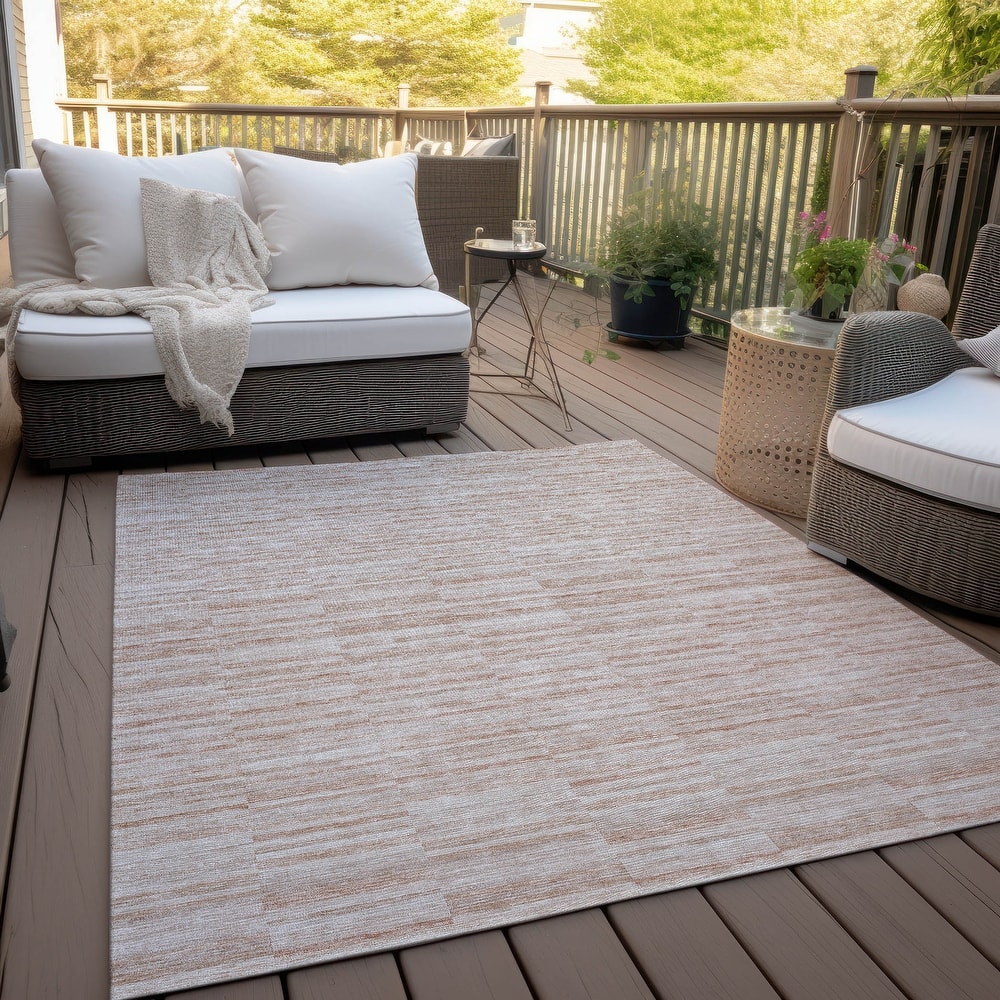 Machine Washable Indoor/ Outdoor Chantille Contemporary Blocks Rug