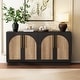 preview thumbnail 11 of 16, Double Layered 4 Doors Cabinet Modern Arched Design Storage Cabinet Black