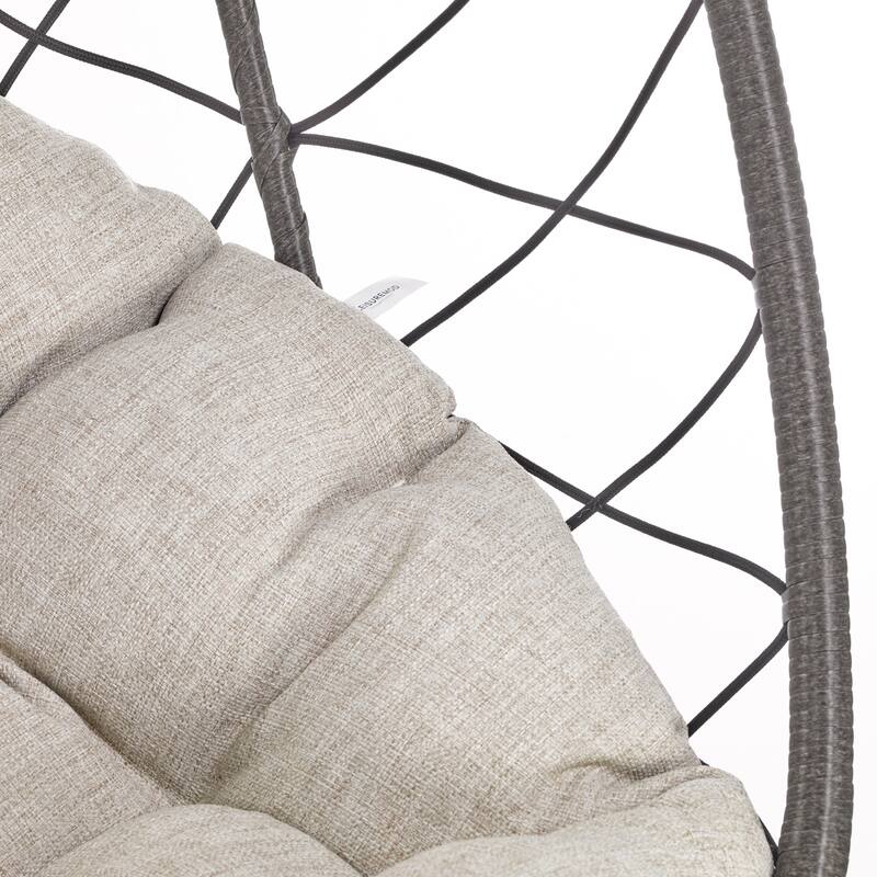 Summit Hanging Egg Swing Chair with Foldable Shell for Patio Balcony Backyard Garden Porch Home Office