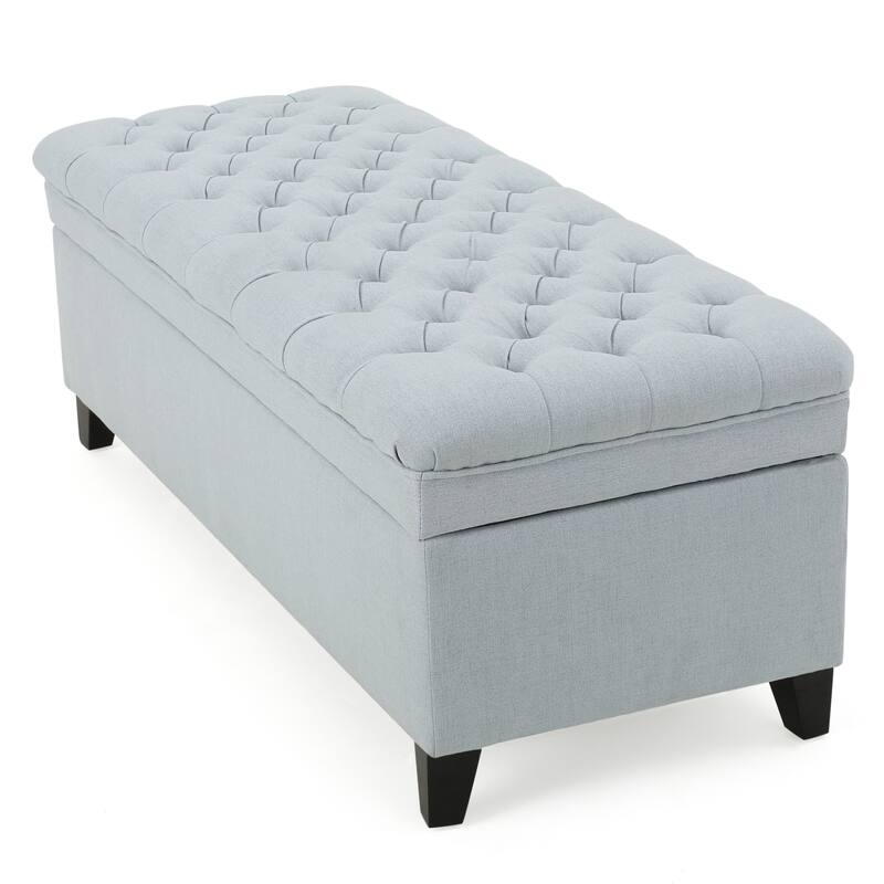 Storage Ottoman, 50" Upholstered End of Bed Bench with Safety Hinge, Large Entryway Bench, Foot Rest Stool for Living Room