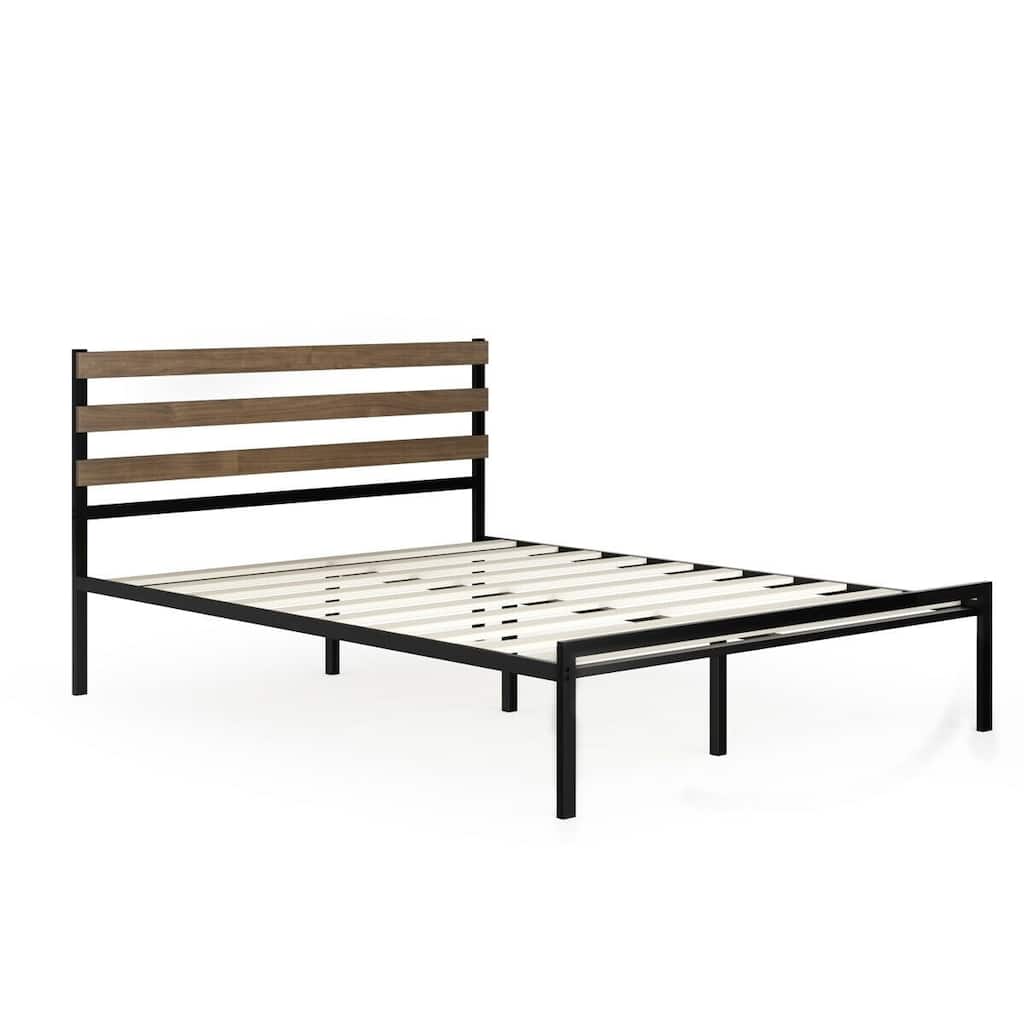 Metal Bed Frame Foundation with Headboard-Twin Size