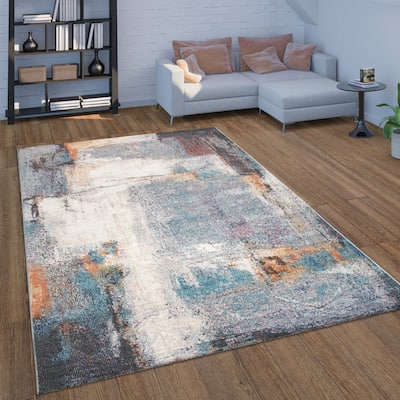 Colorful In & Outdoor Area Rug Abstract for Patio Used Look