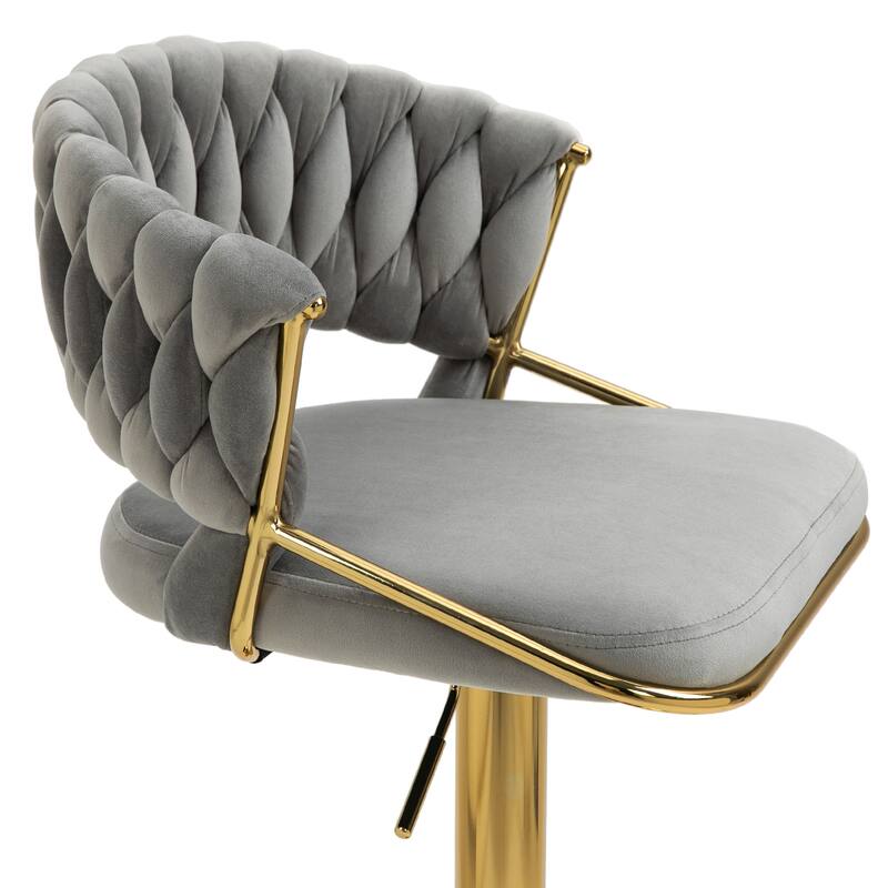 Modern Velvet Counter Bar Stools with Backs(Set of 2)
