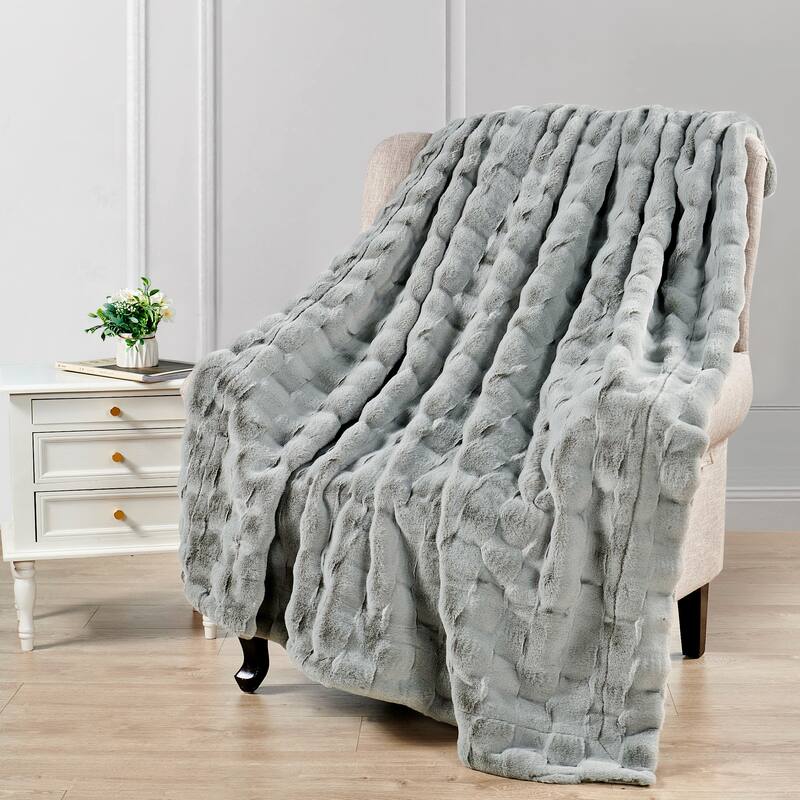 Home Soft Things Brick Textured FauxFur Throw Decorative Blankets