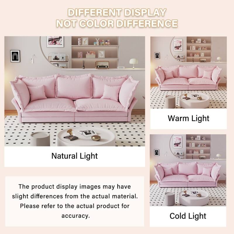 90.55" Modern Comfy Upholstered Sofa Cloud Couch with Multiple Large Soft Pillows