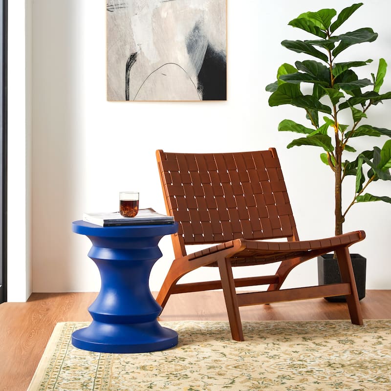 Glitzhome 18"H MGO Black Chess Garden Stool Outdoor Table