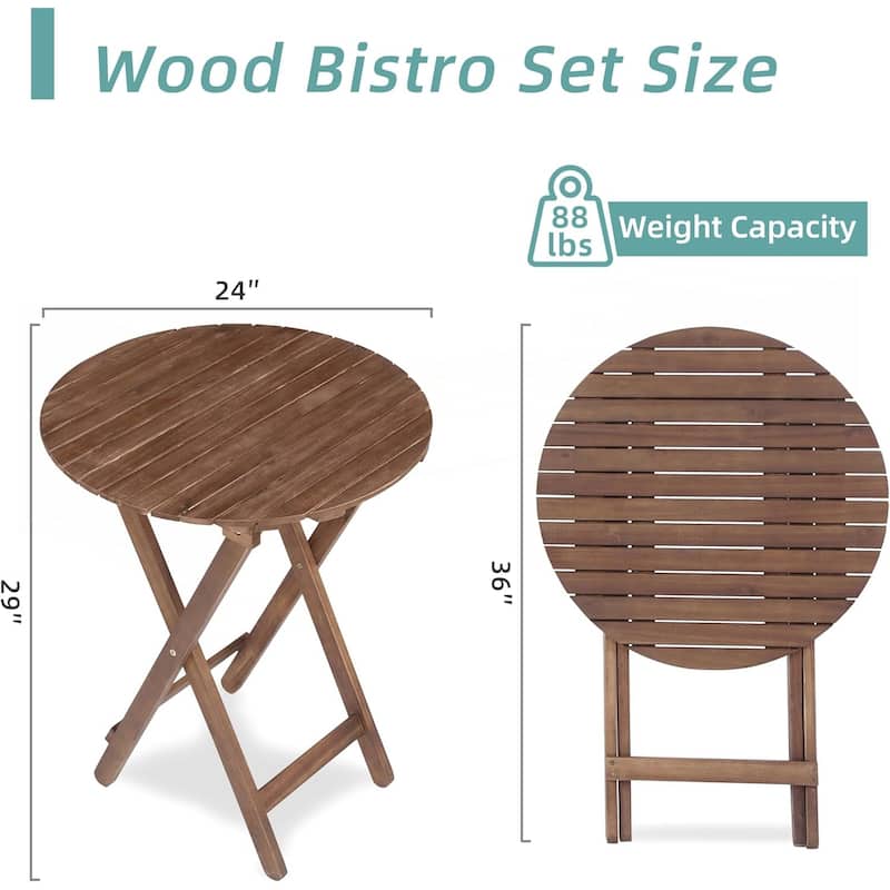 3-Piece Acacia Wood Bistro Set