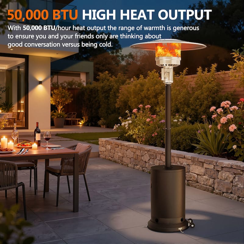 Upgraded 50,000 BTU Stainless Steel Propane Gas Outdoor Patio Heater