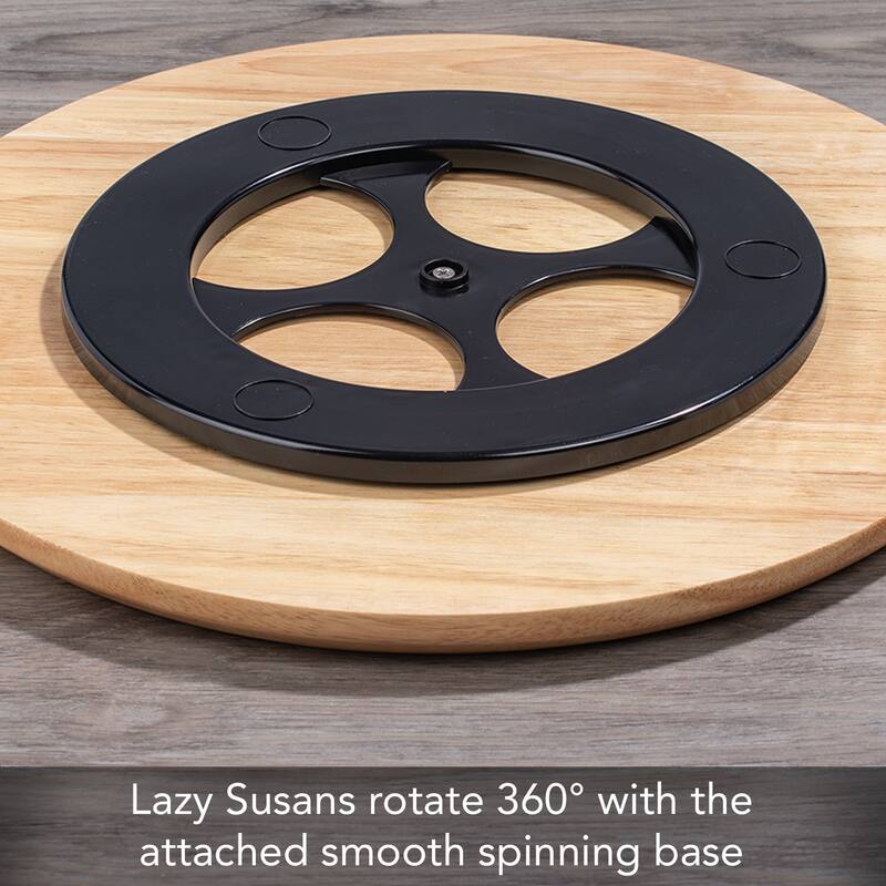 Tribal Round Wood Lazy Susan Turntable 14" Diameter for Serving Kitchen Organization Condiment Caddy