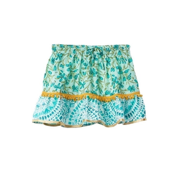 Shop Azul Girls Green Boho Chic Pom Pom Adorned Drawstring Tie