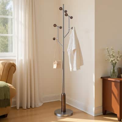 Freestanding Metal Coat Rack Stand Heavy Duty Coat Tree, Single - 70.9"H x 16.9"W(top) x 12.6"Dia(base)
