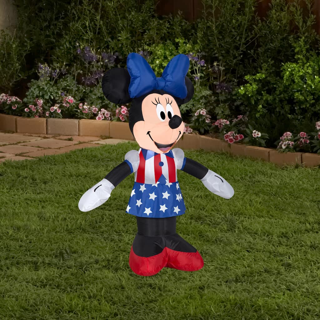 Gemmy Airblown Inflatable Patriotic Minnie Mouse, 3.5 ft Tall, white - 42.13x17.72x33.47