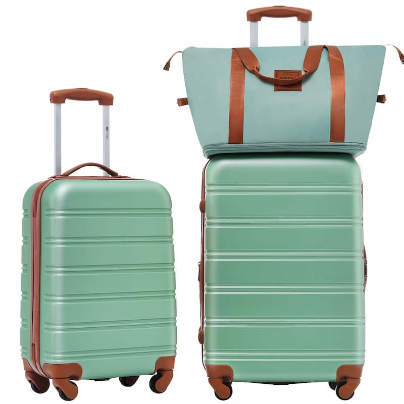 Green Suitcase Trunks Set 2 Piece Luggage Set Hardside Lightweight