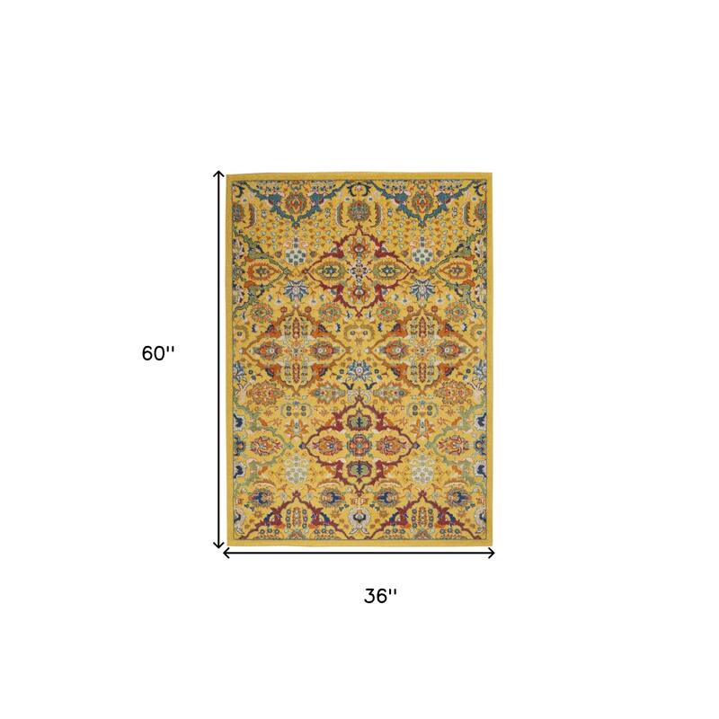 HomeRoots Floral Bohemian Rectangle Area Rug - 3' X 5'